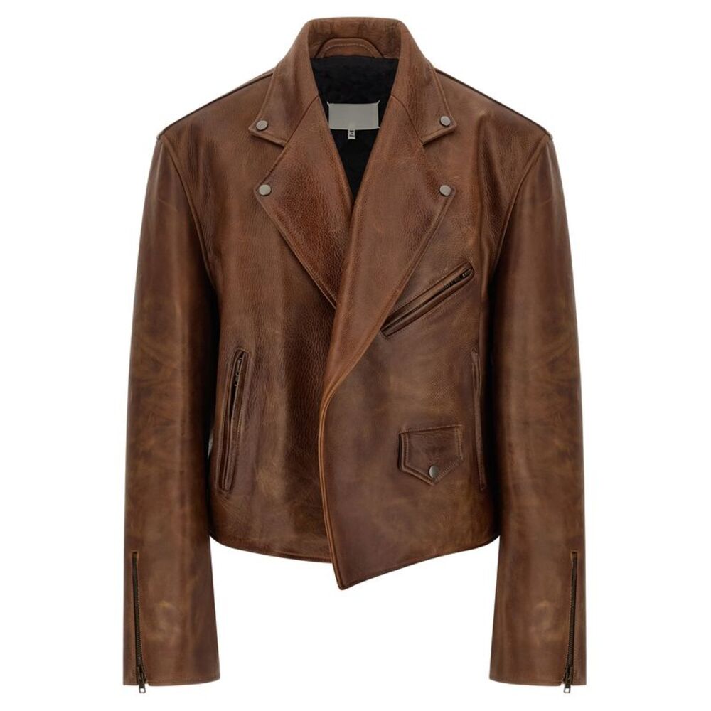 Maison Margiela Brown Calfskin Leather Men's Jacket
